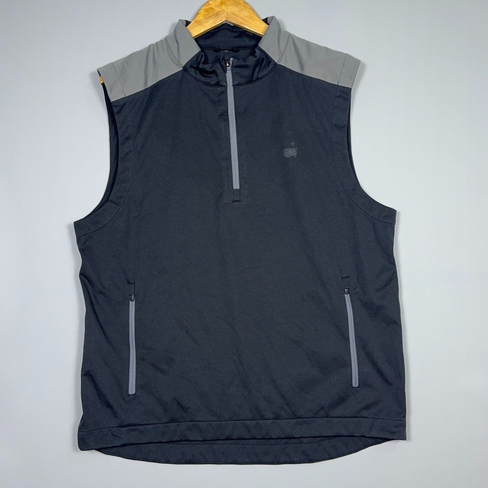 Masters Tech‎ Quarter Zip Vest Mens Size Medium Performance Black Golf